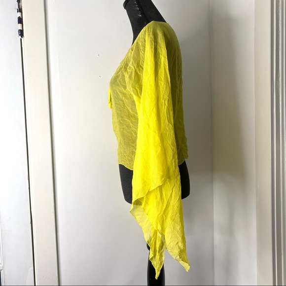 Yellow Silk Sheer Flare Sleeve Swim Coverup - Picture 7 of 13